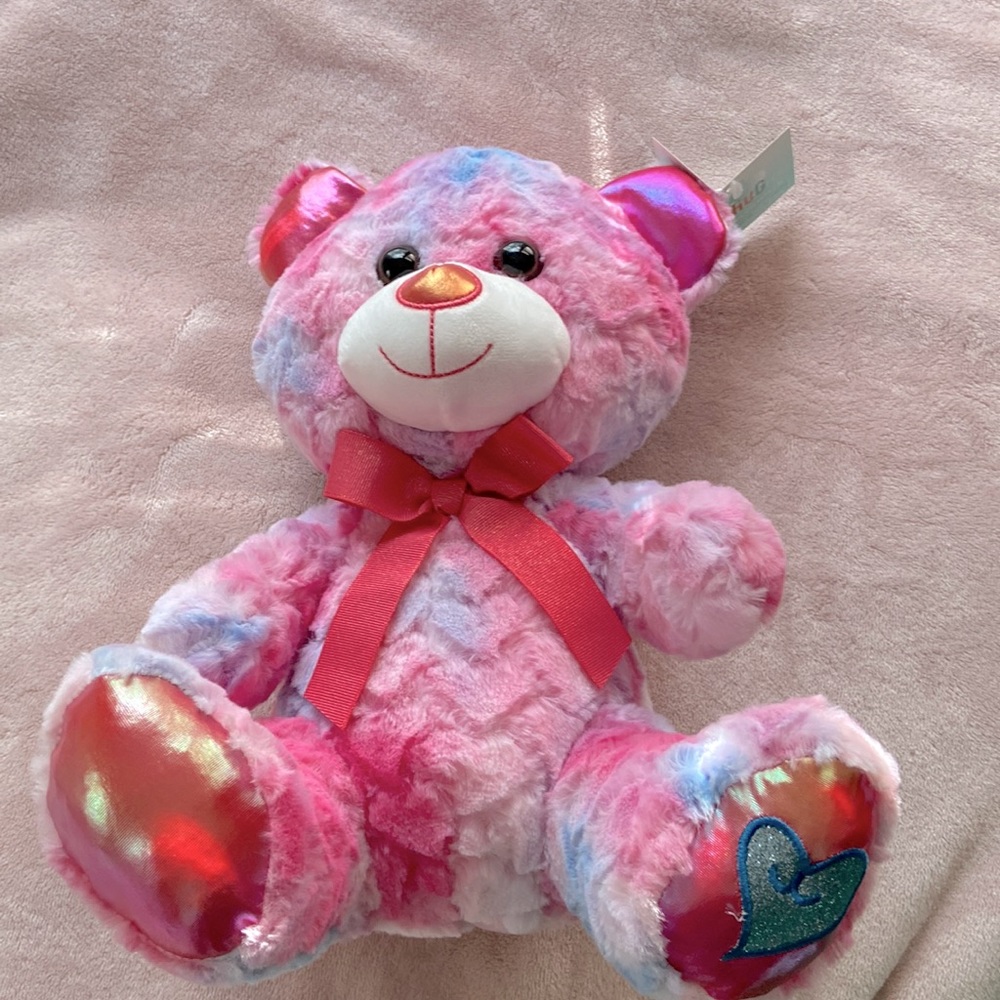 NWT Tie Dye Cotton Candy Stuffed Animal Plush Teddy Bear Walgreens brand